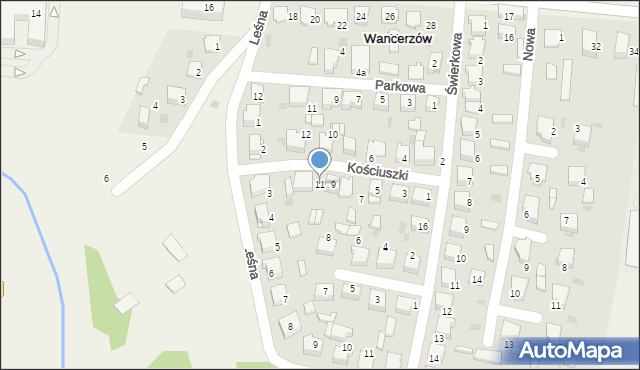 Mstów, Kościuszki Tadeusza, gen., 11, mapa Mstów