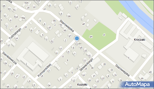 Mszana Dolna, Konopnickiej Marii, 1, mapa Mszana Dolna