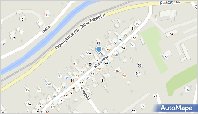 Muszyna, Kościelna, 61, mapa Muszyna