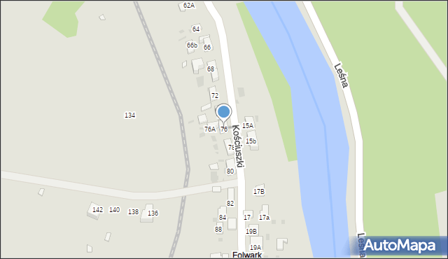 Muszyna, Kościuszki Tadeusza, gen., 76, mapa Muszyna