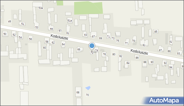 Mykanów, Kościuszki Tadeusza, gen., 72, mapa Mykanów