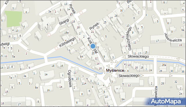 Myślenice, Kościuszki Tadeusza, gen., 10, mapa Myślenice
