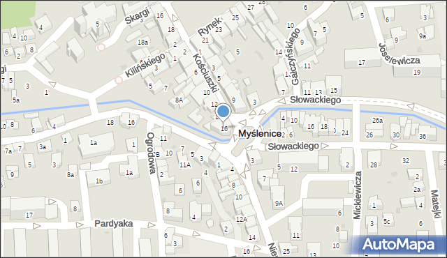 Myślenice, Kościuszki Tadeusza, gen., 16, mapa Myślenice