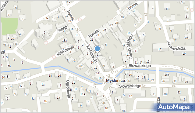 Myślenice, Kościuszki Tadeusza, gen., 5, mapa Myślenice