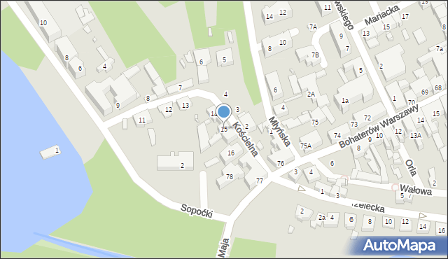 Myślibórz, Kościelna, 15, mapa Myślibórz