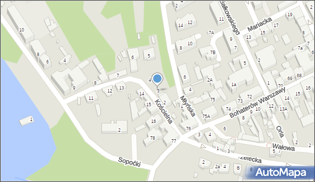 Myślibórz, Kościelna, 3, mapa Myślibórz