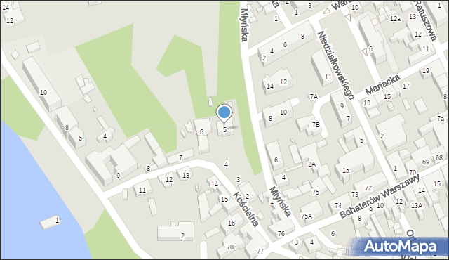 Myślibórz, Kościelna, 5, mapa Myślibórz