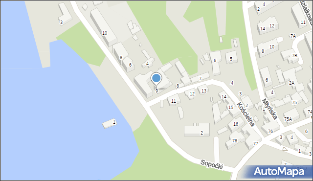 Myślibórz, Kościelna, 9, mapa Myślibórz