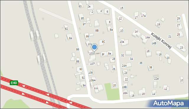 Mysłowice, Kolejowa, 105, mapa Mysłowice