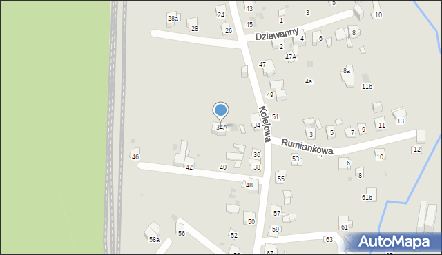Mysłowice, Kolejowa, 34A, mapa Mysłowice