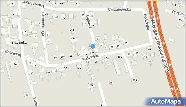 Mysłowice, Kościelna, 27, mapa Mysłowice