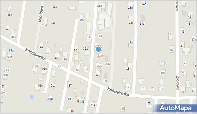 Mysłowice, Kościelniaka Franciszka, 22A, mapa Mysłowice