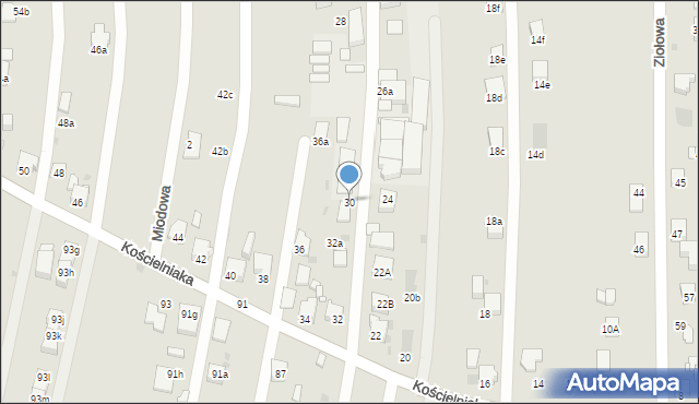 Mysłowice, Kościelniaka Franciszka, 30, mapa Mysłowice