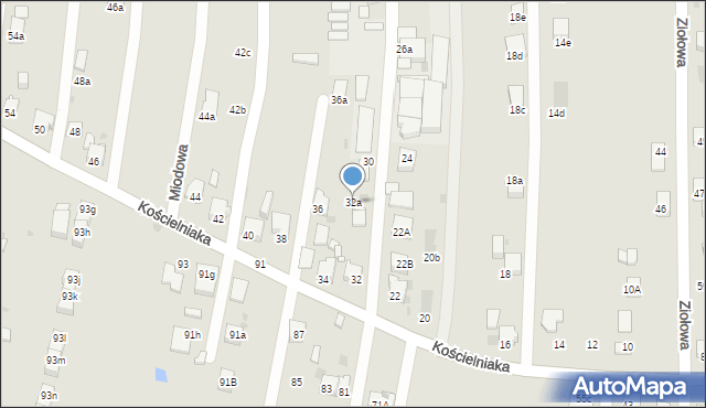 Mysłowice, Kościelniaka Franciszka, 32a, mapa Mysłowice