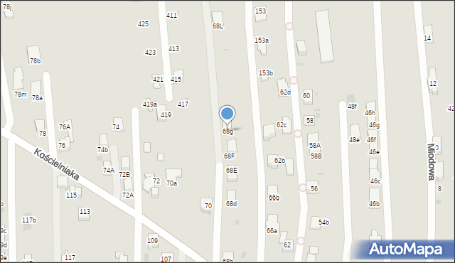 Mysłowice, Kościelniaka Franciszka, 68g, mapa Mysłowice
