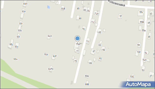 Mysłowice, Kościelniaka Franciszka, 77A, mapa Mysłowice