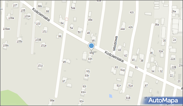 Mysłowice, Kościelniaka Franciszka, 93g, mapa Mysłowice