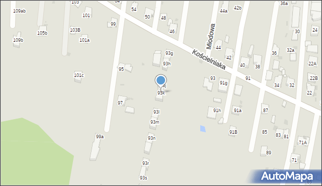 Mysłowice, Kościelniaka Franciszka, 93k, mapa Mysłowice