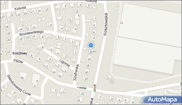 Mysłowice, Kosztowska, 12, mapa Mysłowice