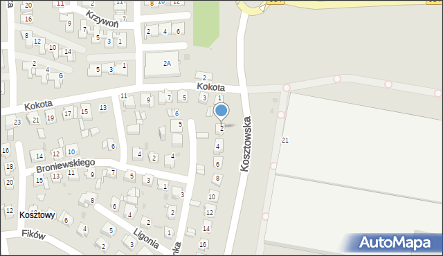 Mysłowice, Kosztowska, 2, mapa Mysłowice