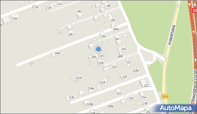 Mysłowice, Kosztowska, 206A, mapa Mysłowice