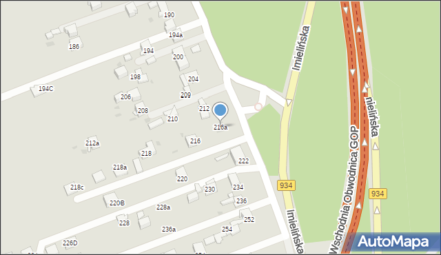 Mysłowice, Kosztowska, 216a, mapa Mysłowice