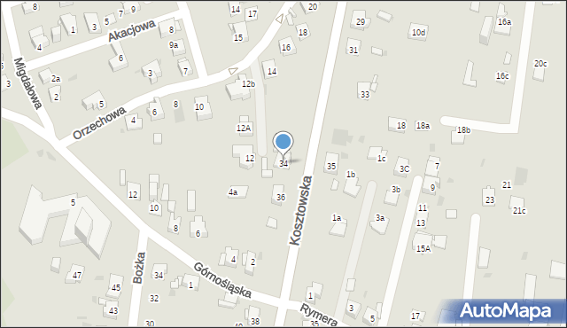 Mysłowice, Kosztowska, 34, mapa Mysłowice