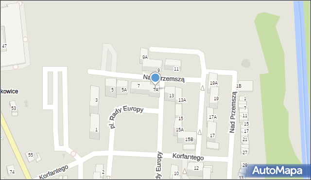 Mysłowice, Korfantego Wojciecha, 7A, mapa Mysłowice