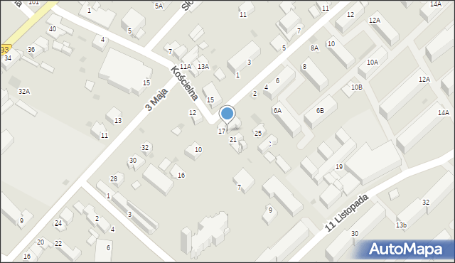 Myszków, Kościelna, 19, mapa Myszków