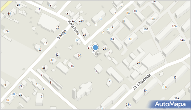 Myszków, Kościelna, 23, mapa Myszków