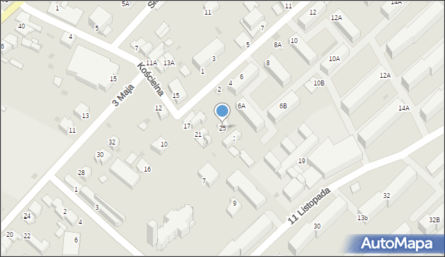Myszków, Kościelna, 25, mapa Myszków