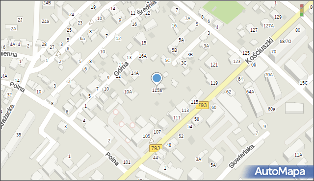 Myszków, Kościuszki Tadeusza, gen., 115a, mapa Myszków