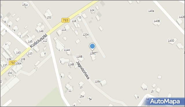 Myszków, Kościuszki Tadeusza, gen., 116C, mapa Myszków