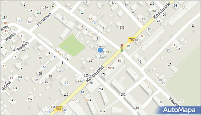 Myszków, Kościuszki Tadeusza, gen., 127A, mapa Myszków