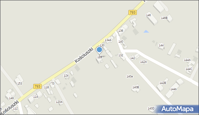 Myszków, Kościuszki Tadeusza, gen., 128, mapa Myszków