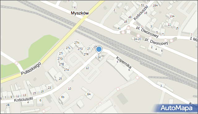 Myszków, Kościuszki Tadeusza, gen., 14, mapa Myszków