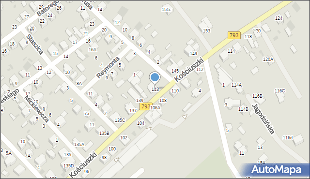 Myszków, Kościuszki Tadeusza, gen., 143, mapa Myszków