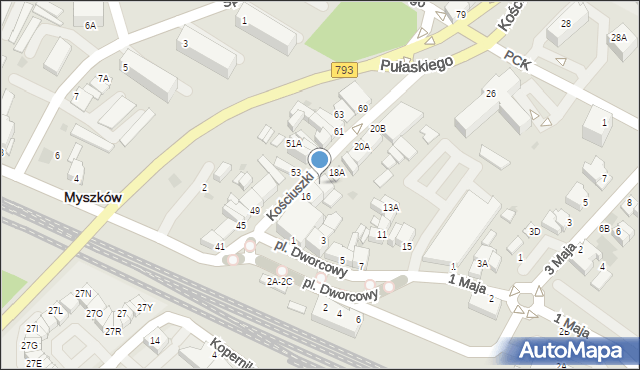 Myszków, Kościuszki Tadeusza, gen., 18, mapa Myszków