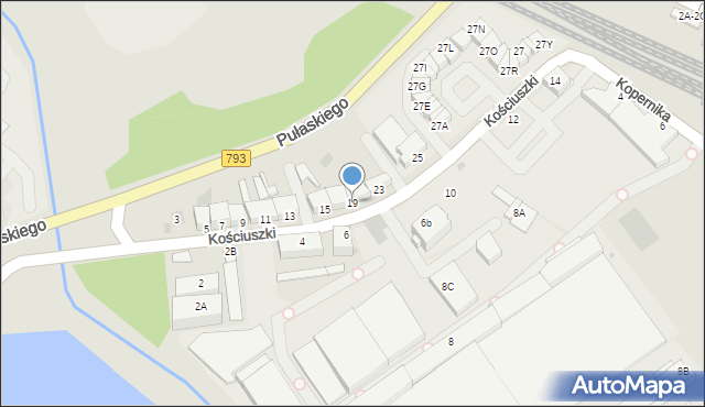 Myszków, Kościuszki Tadeusza, gen., 19, mapa Myszków