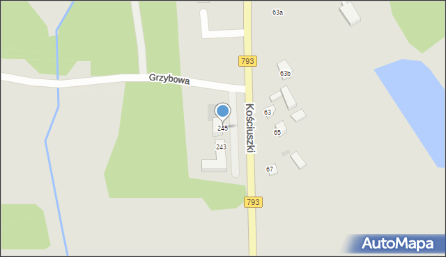 Myszków, Kościuszki Tadeusza, gen., 245, mapa Myszków