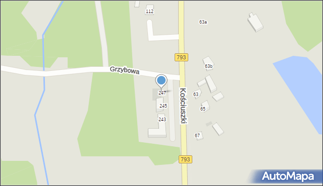 Myszków, Kościuszki Tadeusza, gen., 247, mapa Myszków