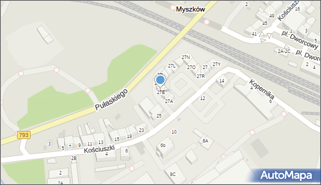 Myszków, Kościuszki Tadeusza, gen., 27E, mapa Myszków