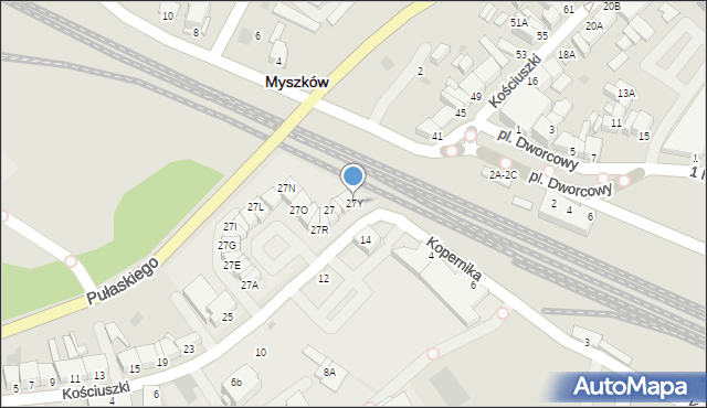 Myszków, Kościuszki Tadeusza, gen., 27Y, mapa Myszków
