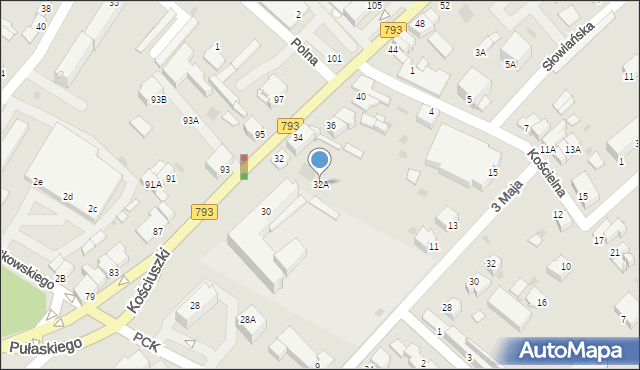 Myszków, Kościuszki Tadeusza, gen., 32A, mapa Myszków