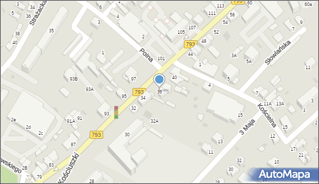 Myszków, Kościuszki Tadeusza, gen., 36, mapa Myszków