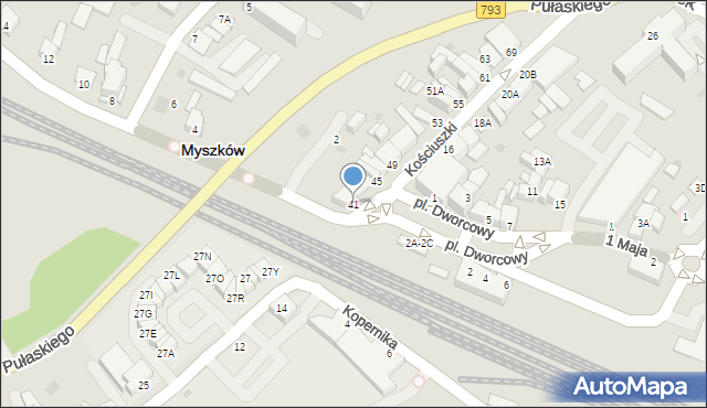 Myszków, Kościuszki Tadeusza, gen., 41, mapa Myszków