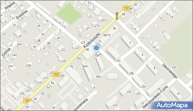 Myszków, Kościuszki Tadeusza, gen., 70A, mapa Myszków