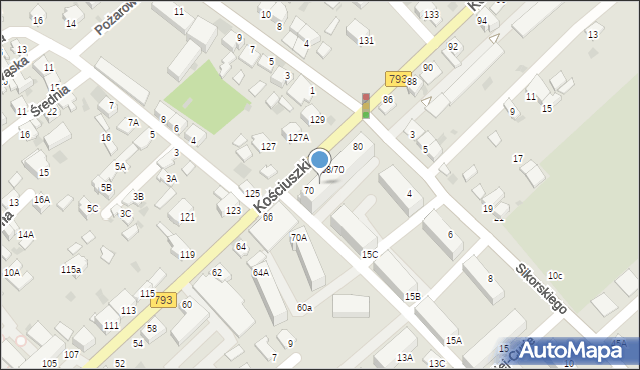 Myszków, Kościuszki Tadeusza, gen., 72, mapa Myszków