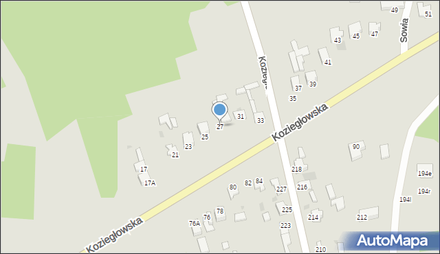 Myszków, Koziegłowska, 27, mapa Myszków