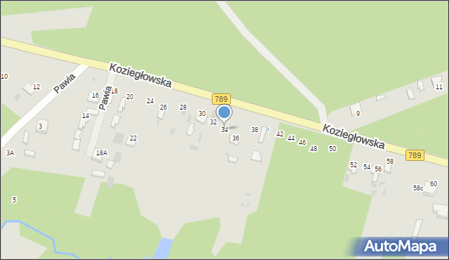 Myszków, Koziegłowska, 34, mapa Myszków